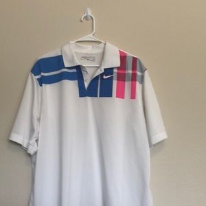 Nike golf polo with pink and blue accents